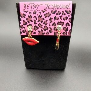 Betsey Johnson Red Lips and Lipstick Earrings